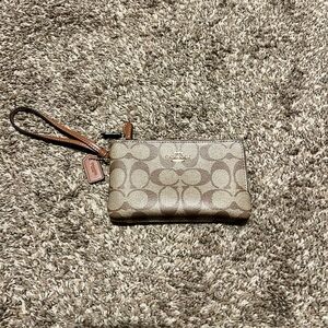 Coach Beige and Brown Wristlet